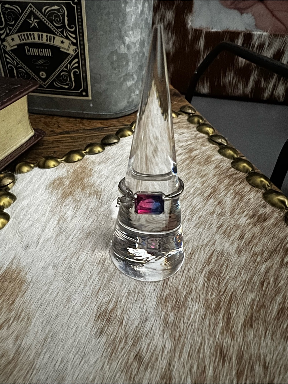 Bomb Party Rhodium Plated Pink & Blue Stone Ring